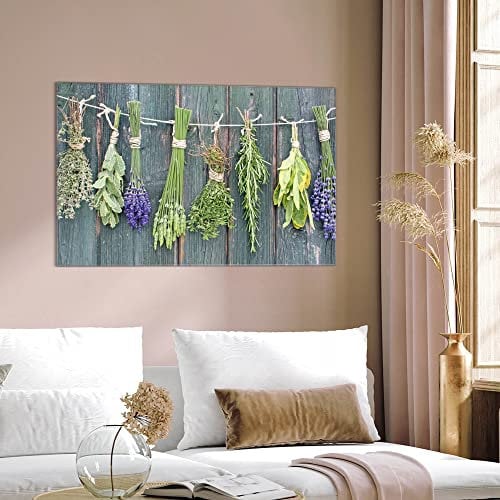 banjado Glas Magnettafel 75x50cm / Magnetwand Glas/Magnetpinnwand als Memoboard Glas/Pinnwand Magnettafel Küche, Büro, Kinderzimmer inkl. 4 Magnete & Montageset - Acht Kräuter