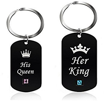 Seine Queen Ihre King HIS & HERS Passende Set King Queen Paar Schlüsselanhänger Key Ring Valentinstag Geburtstag Jahrestag Geschenke für Couple Lover His Queen Her King