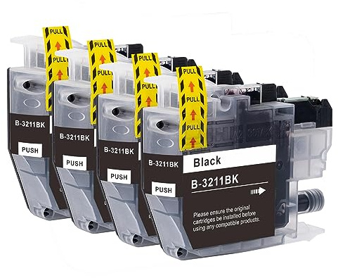 4 Go Inks Black Ink Cartridges to Brother LC3211Bk Compatible/non-OEM for Brother DCP and MFC Printers