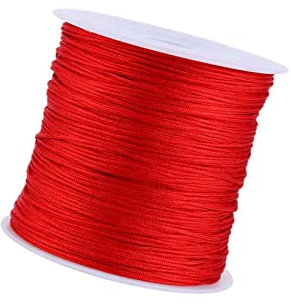 Cordon en Nylon satiné 100 M x 0.8mm Fil Perles Tissu Fils Rattail Satin Nylon Trim Cordon Chinois Noeud Satin RATT Fabrication de Bijoux Couture pour Collier Bracelet Perles Collier (Rouge