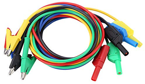 Akozon 5 unids Cable de Prueba Banana, kit de línea de prueba de multímetro P1018A Alta Tensión de Doble Cabezal 1M Clip de cocodrilo Prueba de cables