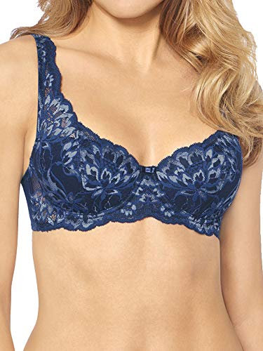 Triumph Damen Halbschalen Halbschalen BH Amourette Charm WHP, Mehrfarbig (Blue - Dark Combination M008), 80F (Herstellergröße: 36E)