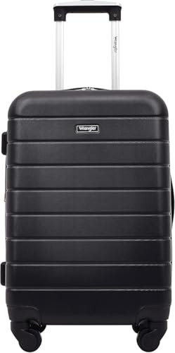 Wrangler Smart Luggage Set with Cup Holder and USB Port, Black, 20-Inch Carry-On