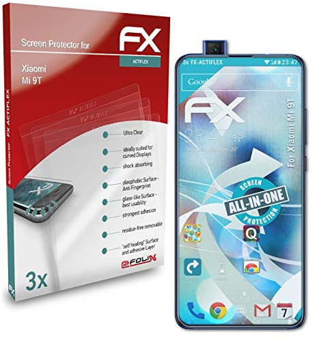 atFoliX Película Protectora compatible con Xiaomi Mi 9T Protector Película, ultra claro y flexible FX Lámina Protectora de Pantalla (3X)