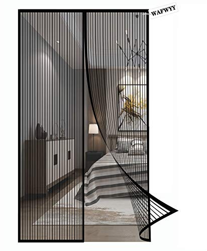 WAFWYY® Magnet Fly Screen Door Protección Contra Insectos, Instalación De Adhesivo De Cortina Magnética Sin Perforación, Cierre Magnético De Mosquitera, Marco Completo, 80x210 Cm