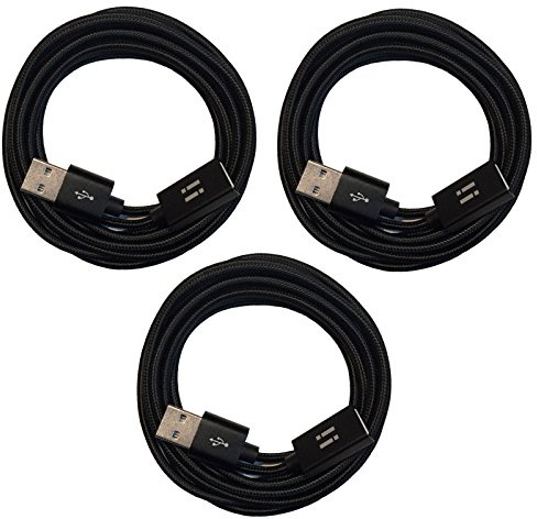 i! - 3X 20cm Premium Nylon USB Verlängerung Verlängerungskabel - A-Stecker auf A-Buchse - schwarz