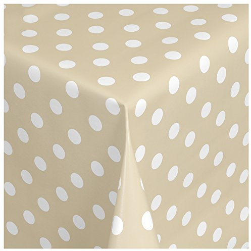 Wachstischdecke Wachstuch Tischdecke Gartentischdecke abwaschbar eckig 100x140 cm Punkte Beige Weiss