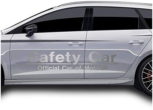 2x Safety Car Aufkleber Set 120x25cm Waschstraßenfest Selbstklebend für Auto Kfz Zubehör Tuning Dekor Sticker KX034 (Silber Metallic)