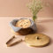Crafting Love Rustic/Vintage Roti Box - 8 Diameter Wooden Roti Chapati Storage Server Dabba Combo with Insulated Brass Plated Lid and Tong - Brown
