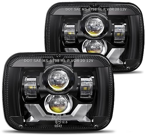 Hwstar 2022 Upgraded 180W DOT 500% Bright Anti-glare H6054 5x7 7x6 Led Headlights,DRL Turn Signal Hi/Low Sealed Beam Compatible with Jeep Cherokee XJ Wrangler YJ Ford Chevy GMC Toyota Nissan Dodge etc