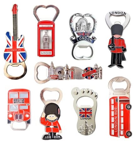 Set of 9 London England UK Famous Icons Mix Bottle Opener Fridge Magnets