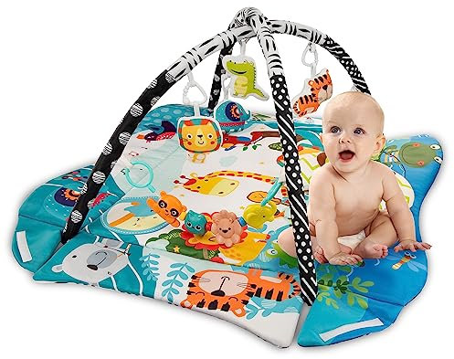 LIONELO Anika Plus Spielmatte, Baby, Spieldecke Baby, Krabbeldecke für Baby Spielbogen für Babys, Laufstallfunktion, 2 Bögen, Spielzeuge im Set ab Geburt nutzbar, EN 71Kinderspielmatte