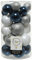 ETC 30er Set Kugelmix PVC mit Weihnachtskugeln Baumschmuck bruchfester Christbaumschmuck (blau/weiß/Silber)