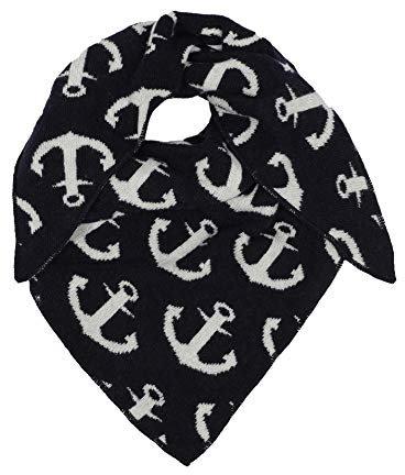 Zwillingsherz Dreieckstuch Stola Schal aus Kaschmir und Wolle für Kids Mädchen Jungen Kinder - Hochwertiges Cashmere Halstuch mit Anker-Print und Neon Rand - Perfekt für Sommer Herbst Winter