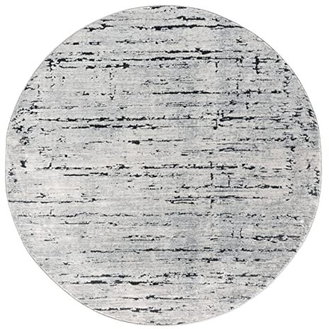 TESSO LIVING Kurzflor Teppich Wohnzimmer Dunkelgrau Rund 155 cm, Moderner Kurzflor Teppich, Super Soft