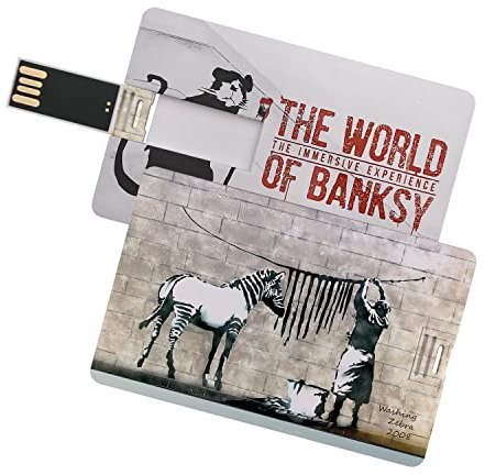 CLE CARDAN LIGHT EUROPE 16GB USB Speicherkarte Banksy Washing Zebra USB Stick Scheckkartenform Datenspeicher