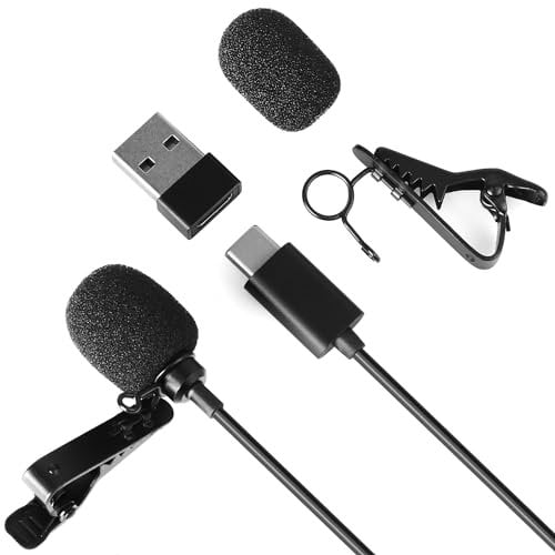 Daffodil Micro Cravate Type C Lavalier Filaire MCP150 - USB C Omnidirectionnel Dynamique HF Smartphone Ordinateur PC Mac Lapel Youtubeur TikTok Vlog Professionnel Android Discret Adaptateur USB
