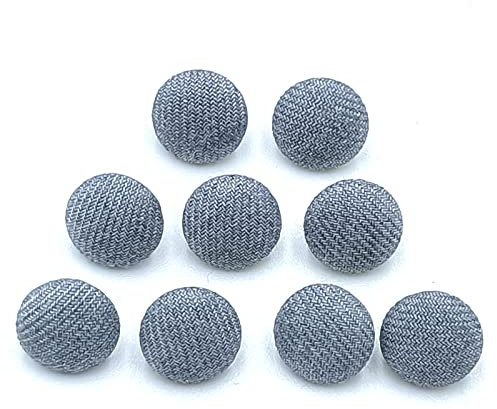 YOOGCORETT 50 Stück graue runde Knöpfe mit Stoffbezug mit Metallschaftknöpfen zum Nähen, DIY-Handwerk, handgefertigt, 10 mm