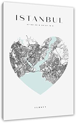 Pixxprint Lieblings Stadt - Istanbul als, Größe: 120x80cm, Leinwandbild, fertig gespannt, Wandbild, Dekoration, Kunstdruck, kein Poster