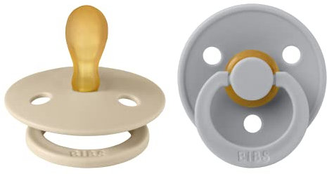 BIBS Colour Symmetrical Schnuller 2er Pack, BPA-frei Dummy-Schnuller, Symmetrischer Nippel. Naturkautschuk/Latex, Hergestellt in Dänemark. 0-6 Monate (2er Pack), Vanilla/Cloud