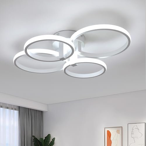 SENQIU Moderne LED Deckenleuchte, Runde LED Deckenlampe 56W 6300LM, Metall Acryl Deckenbeleuchtung für Schlafzimmer, Wohnzimmer, Küche, Esszimmer, Büro, 6500K Kaltweißes Licht