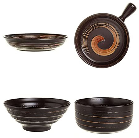 Insalatiera, ciotole da portata, zuppiera, set da tavola, stoviglie da tavola, set da 4 pezzi for piatto da portata, insalatiera, ciotola e ciotola for ramen, adatto a microonde e forno-blu ( Color :