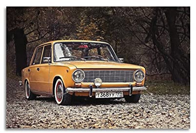 Vintage-Auto-Poster Lada Zhiguli 1200 & Vaz-2101 Sportwagen-Poster, dekoratives Gemälde, Leinwand, Wandposter und Kunstbild, modernes Familien-Schlafzimmer, Dekor-Poster, 40 x 60 cm