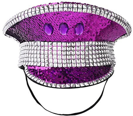 COSDREAMER Sombrero de Hombre ardiente para Mujer, Sombrero de capitán Militar (Morado)