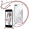 TUUTPU Coque pour iPhone 8/SE 2020/2022/7/6 avec Cordon, Paillette Liquide Étui pour Téléphone avec Lanière, Transparent Silicone Collier Réglable Protection Housse Portable Lanyard Case, Or Rose