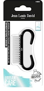 Jean Louis David - Brosse pour ongles avec poignée recourbée - Manch en plastique recyclé - Outil nettoyage pour ongles