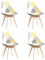 EGOONM Juego de 4 Sillas de Comedor Patchwork, Silla de Comedor de Estilo Nórdico, Apto para Comedor, Salón y Cocina (Amarillo)