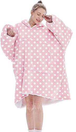 JOJJJOJ Übergroße Blanket Hoodie Sweatshirt Oversize Decke Sweatshirt Kapuzenpullover für Erwachsene Damen Herren Rosa 1
