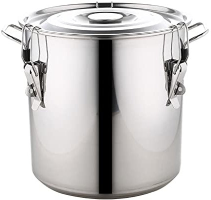 ANSNOW Stockpot with with Sealed Lid Stainless Steel Cooking Pot Pail Bucket Milk Can for Store Rice/Oil/Beans, 6-160L/Silver/40 * 50Cm 60L