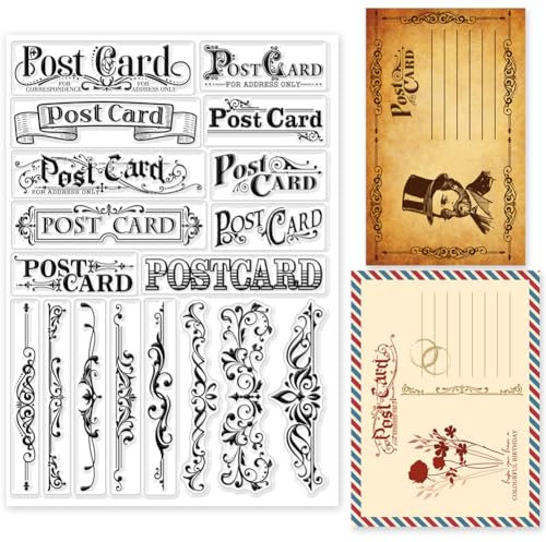 GLOBLELAND Vintage Postkarten Spitze Transparente Stempel für Scrapbooking Spitzenecke Klare Stamps Trennlinie Spitze Silikonstempel Für Kartengestaltung DIY Prägung Journaling