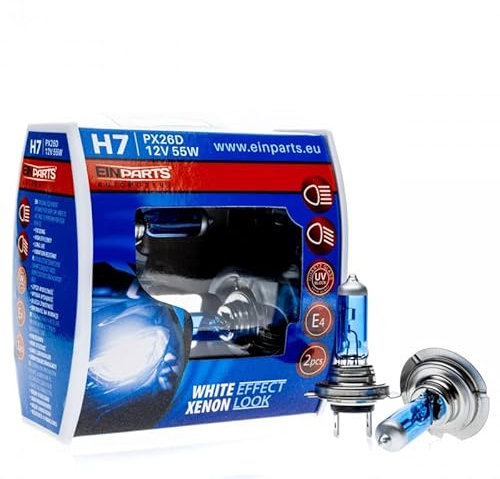 EinParts Xenon Glow Pro H7 Weißeffekt-Scheinwerfer – Abblendlicht 6000 K Weiß (Set)