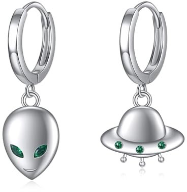 ONEFINITY Alien Ohrringe 925 Sterling Silber UFO Ohrringe Space Ohrringe Alienschmuck Geschenke Für Damen Herren