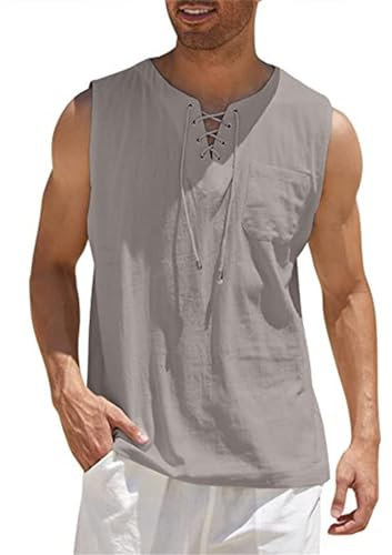Tank Top Herren Relaxed Fit Trapstar Tshirt Mit Taschen Rotes Tshirt Herren Schwarzes Tshirt Herren Mit Kapuze Tshirt Weiss Herren V Ausschnitt Grünes Tshirt Sport Tshirts Herren Bequem(Grau,S)