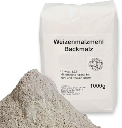 Backmalz / Weizenmalzmehl 1000g Maltofarin Premium Malzmehl Hell enzymaktiv für knusprige Backergebnisse