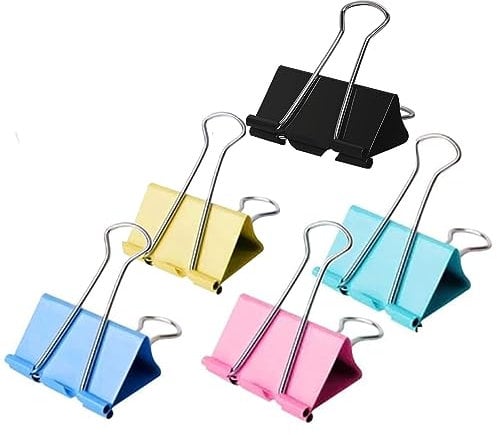 Bulldog Clips 60MM Extra Large 6PCS Paper Clips Heavy Duty Binder Giant XL Clip 2.4inch (Mixed Color)