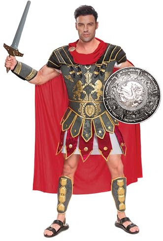 Spooktacular Creations Mutige Roman Gladiator Kostüm Set für Herren Halloween Verkleidung Dress Up Party (Braun, L)