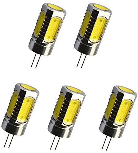Aoxdi 5 Stück G4 LED Birnen 6W, Kaltweiß, 12V Kein Flackern G4 LED Stiftsockellampe, Energiesparlampe Lampen Nicht Dimmbar, DC12V