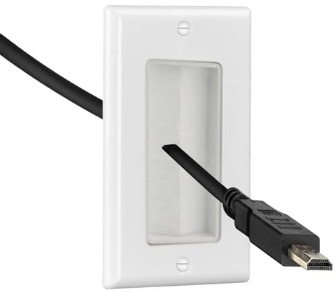 Misuyue Brush Wall Plate, 1 Pack Wall Cover, Brush Panel in Wall Cable Management for Covering Outlets, Receptacles and Tidying Cords (White)
