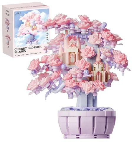 Cherry Blossom Tree House Clamping Blocks, Not Compatible with Lego Mini Girls Sakura Flowers House Architecture Gift for Girls 8-18 and Adults 547 Pieces