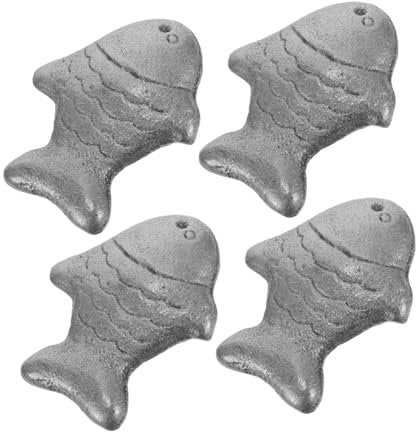 PRETYZOOM 4pcs Miniature Cast Iron Fish Statue Decorative Animal Figurines for Aquarium Display