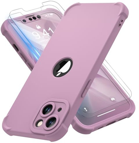 ORETECH Compatible with iPhone 13 Mini Case, and [2 x Tempered Glass Screen Protector] [Camera Protection] [Military Grade Protective] Slim Fit Bumper Cover for iPhone 13 mini Phone Case -Blackcurrant