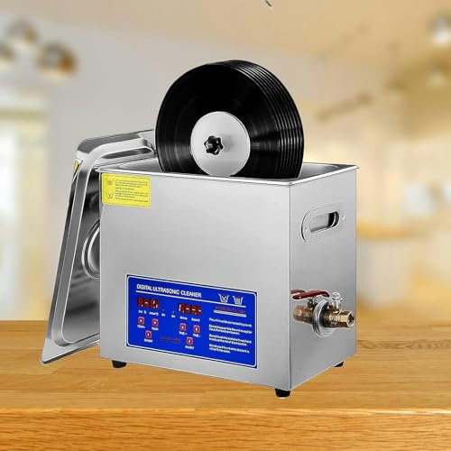 LYJYUJIE Ultraschallreiniger Von Vinylscheiben, Einstellbare Temperatur, 6L Edelstahlscheiben, Kommerzieller Ultraschallreiniger Für LP ~/