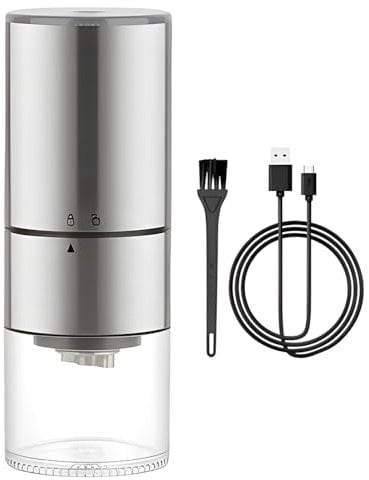 kosingna Electric Coffee Bean Grinder for Quiet Grinding 25g Bean Capacity Stainless Steel Core Type-C Rechargeable Stepless Adjustable Coarseness Burr Grinder with Cleaning Brush