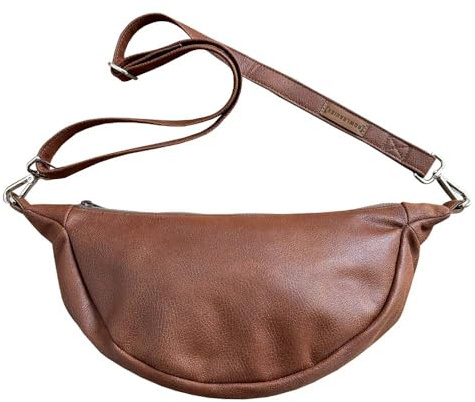 Bowleanies Taschen Moon Bag aus Lederfaserstoff - Halbmond Tasche - Halrunde Umhängetasche - Waschbar - Handmade in Deutschland