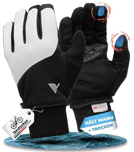 MIVELO Fahrradhandschuhe mit Thermo-Fleece I Wasserfest & Winddichte Handschuhe I Touchscreen fähig I Winterhandschuhe für kalte Temperaturen I Fahrradhandschuhe Herren Winter (Reflektierend, XL)