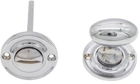 Infinity Decor Polished Chrome Slimline Security Thumb Turn and Release Lock Pack with Emergency Release – Solid Brass Privacy Latch for Bathroom Doors  